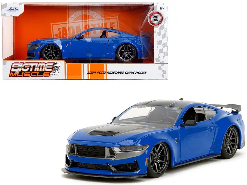 1:24 2024 Ford Mustang Dark Horse -- Blue -- Jada: Big Time Muscle 1