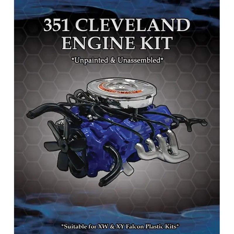1:24 351 Cleveland V8 Engine + Accessories -- Plastic Kit -- Dda 1