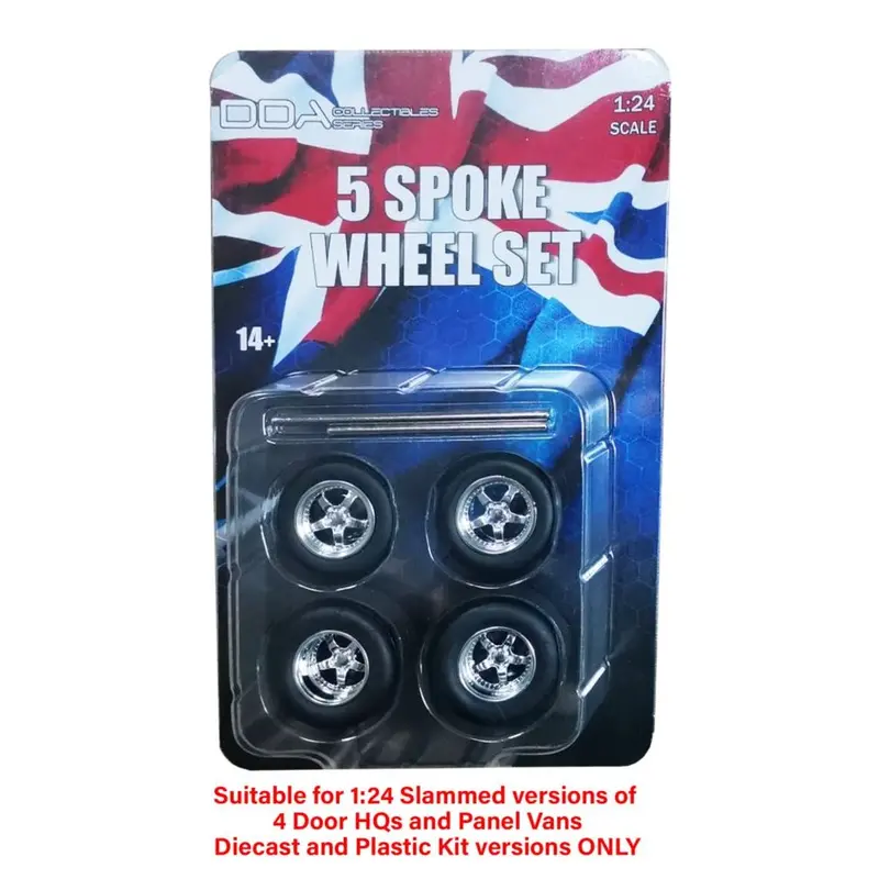 1:24 5-Spoke Wheel Set -- Chrome -- Custom "Slammed" Drag -- Dda 1