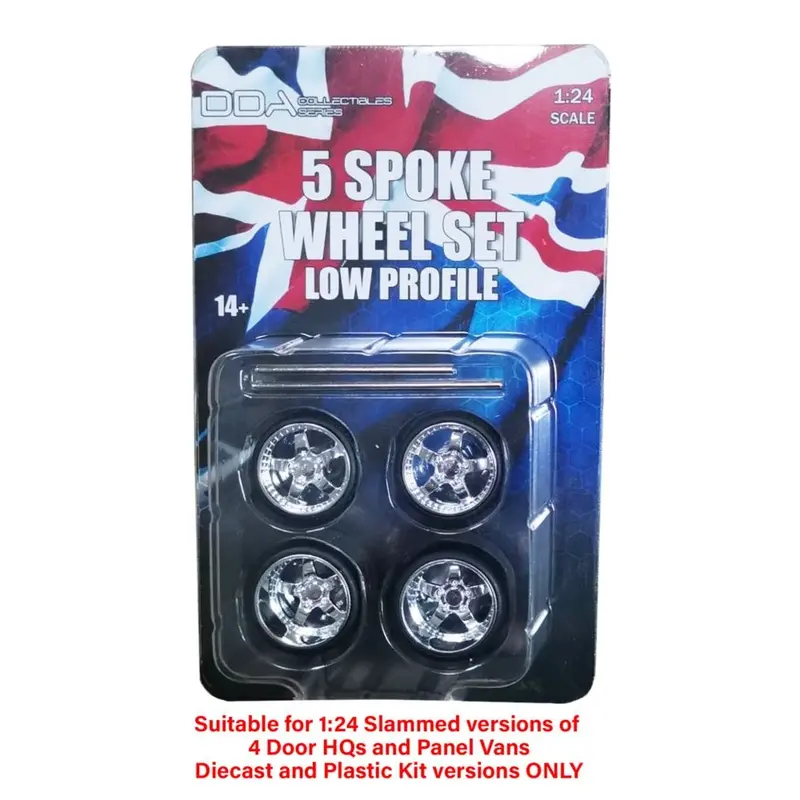 1:24 5-Spoke Wheel Set -- Chrome -- Custom "Slammed" Low Profile -- Dda 1
