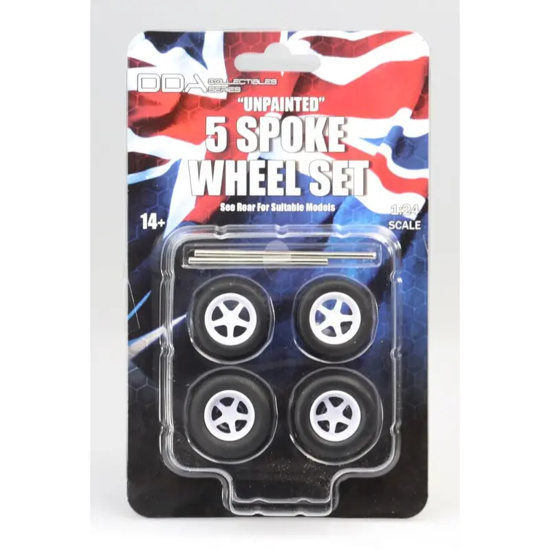1:24 5-Spoke Wheel Set -- Unpainted -- Custom "Slammed" Drag -- Dda 1