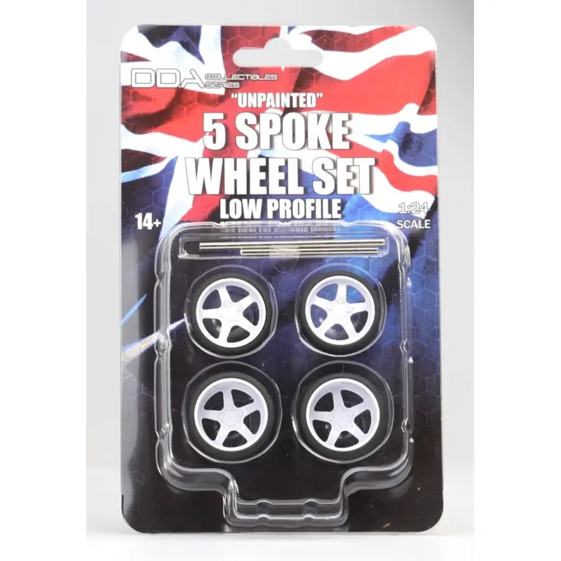 1:24 5-Spoke Wheel Set -- Unpainted -- Custom "Slammed" Low Profile -- Dda 1