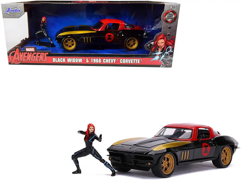 1:24 Black Widow W/1966 Chevy Corvette -- Marvel The Avengers Jada Chevrolet 1