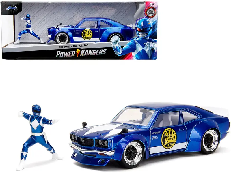 1:24 Blue Power Rangers W/1974 Mazda Rx-3 -- Jada 1