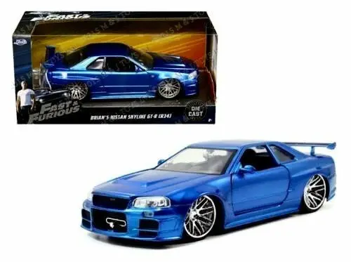 1:24 Brian's Nissan Skyline R34 Gt-R -- Blue -- Fast & Furious Jada 1