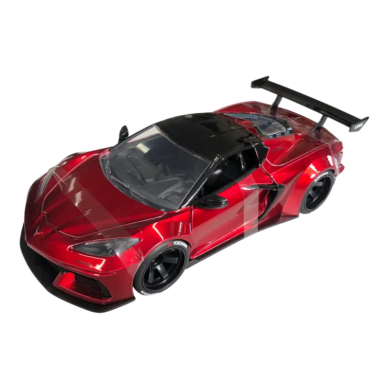 1:24 Chevrolet Corvette C8 Liberty Walk -- Metallic Red -- Jada: Pink Slips 1