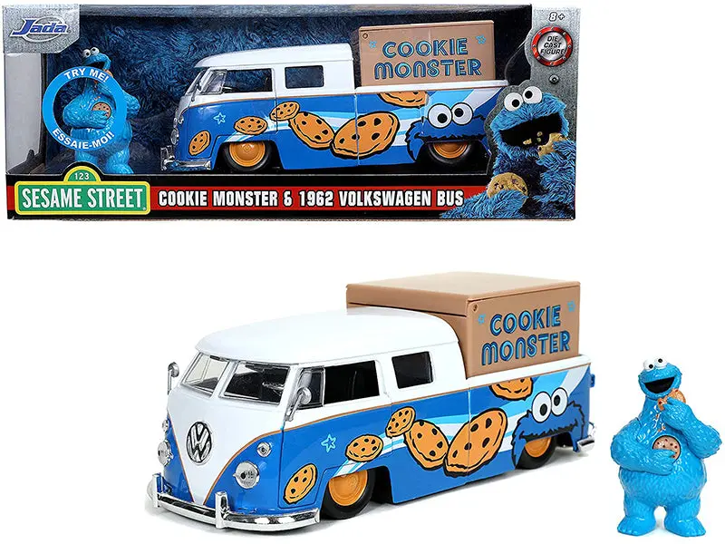 1:24 Cookie Monster W/1962 Volkswagen Pickup Bus -- Sesame Street Jada Vw Kombi 1