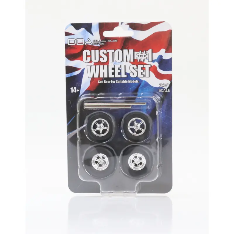 1:24 Custom #1 Wheel Set -- Drag Style -- Chrome -- Dda 1