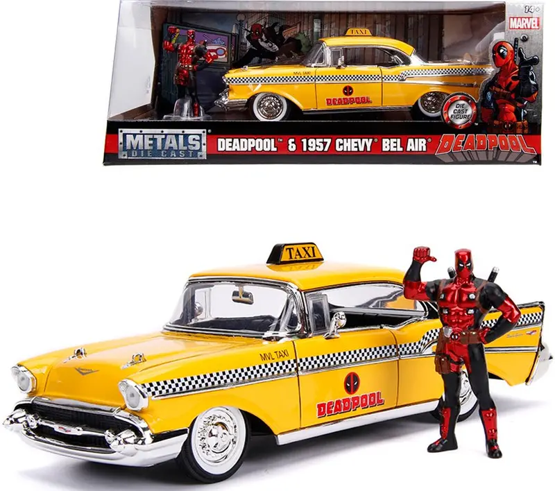1:24 Deadpool W/ 1957 Chevy Bel Air Taxi -- Hollywood Jada 1