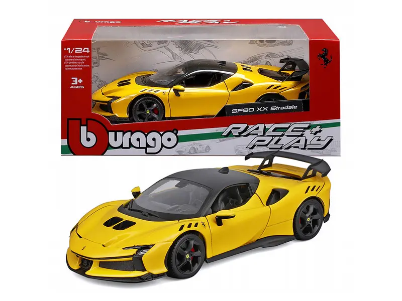 1:24 Ferrari Sf90 Xx Stradale -- Yellow -- Bburago Race & Play 1