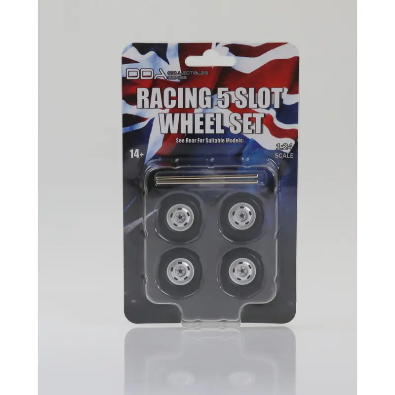 1:24 Ford Racing 5 Slot Wheel Set -- Silver -- Dda 1