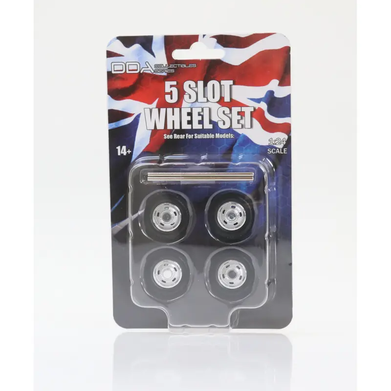 1:24 Ford Standard 5 Slot Wheel Set -- Chrome -- Dda 1
