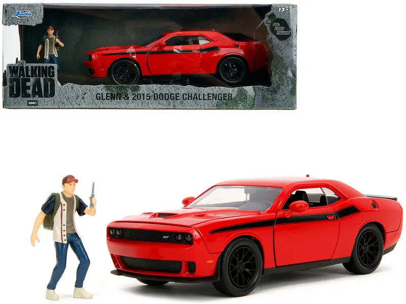 1:24 Glenn "The Walking Dead" W/2015 Dodge Challenger Red -- Jada 1