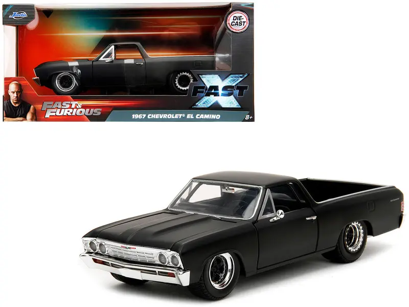 1:24 Jakob's 1967 Chevrolet El Camino Matt Black -- Fast & Furious X Jada 1