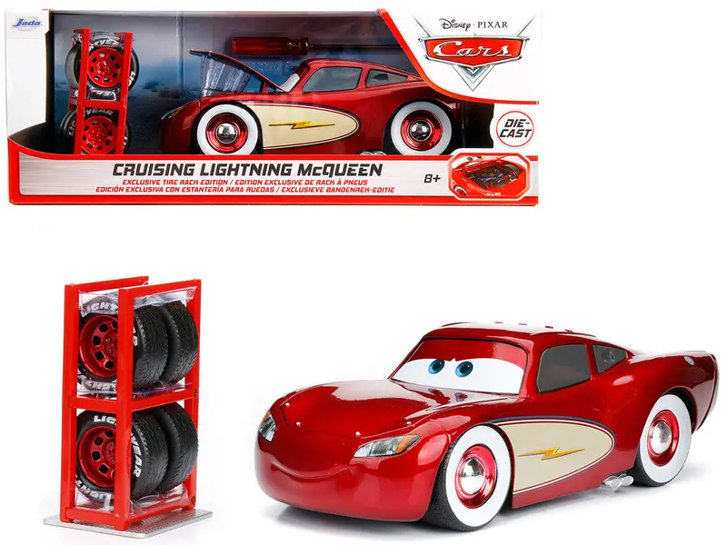 1:24 Lightning Mcqueen "Cruising" W/Extra Wheels -- Disney "Cars" -- Jada 1