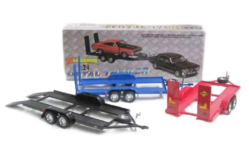 1:24 Metal Car Trailer W/ Tow Bar -- 3 Colours Available -- Ozlegends/Dda 1