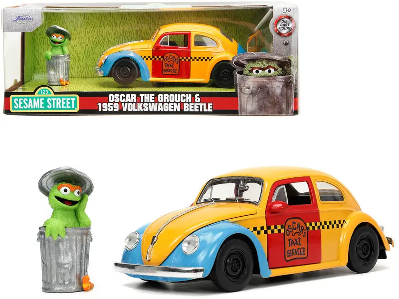 1:24 Oscar The Grouch W/1959 Volkswagen Beetle Taxi -- Sesame Street Jada Vw 1