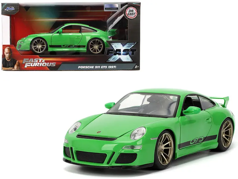 1:24 Porsche 911 Gt3 (997) -- Green/Black -- Fast & Furious -- Jada 1