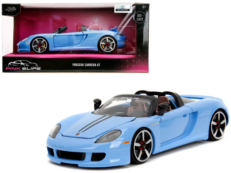 1:24 Porsche Carrera Gt Convertible -- Blue W/Black Stripes -- Jada: Pink Slips 1