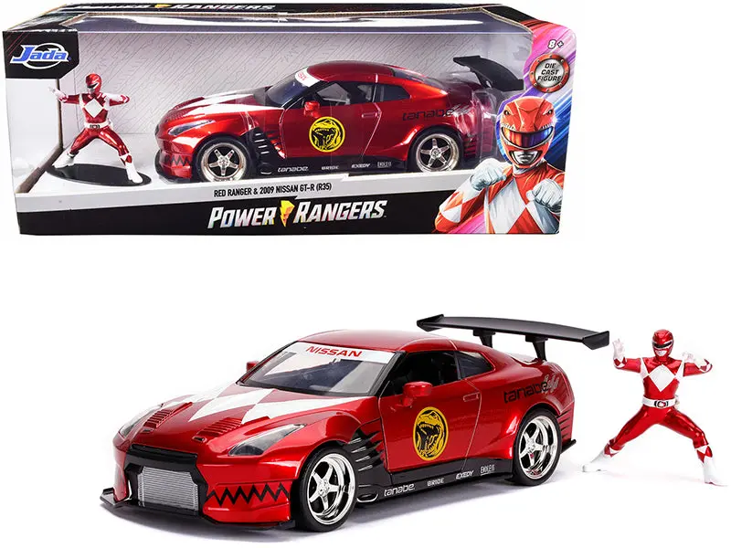 1:24 Red Power Rangers W/2009 Nissan Gt-R (R35) -- Jada 1