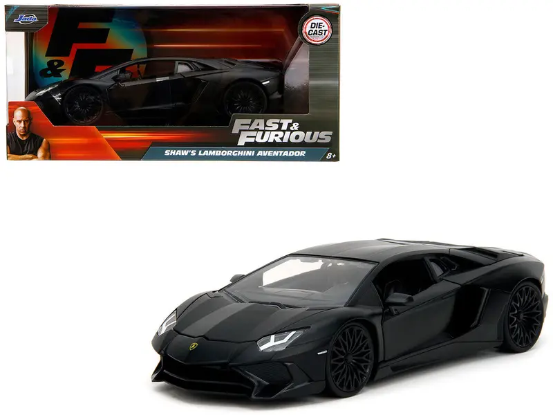 1:24 Shaw's Lamborghini Aventador -- Black -- Jada: Fast & Furious 1