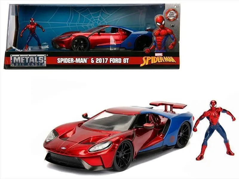 1:24 Spider Man W/ 2017 Ford Gt -- Marvel The Avengers Jada 1