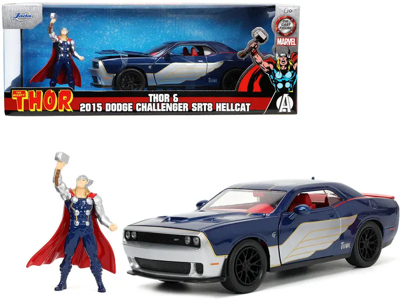 1:24 Thor W/ 2015 Dodge Challenger Srt Hellcat -- Marvel The Avengers -- Jada 1