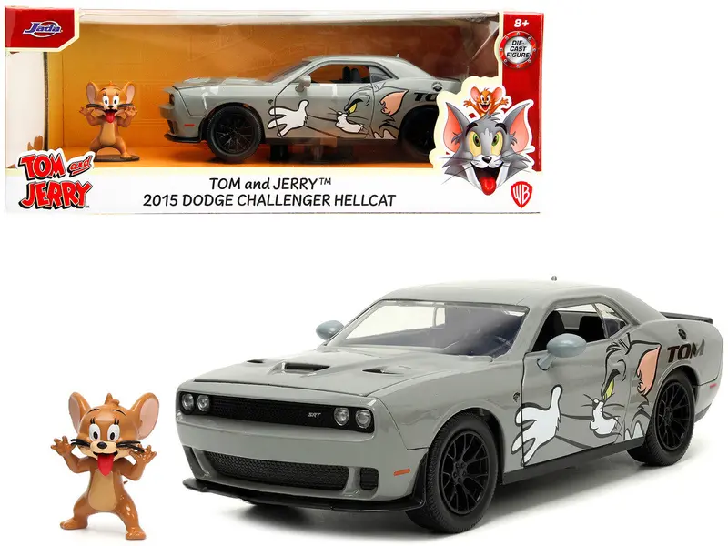 1:24 Tom & Jerry W/ 2015 Dodge Challenger Srt Hellcat -- Warner Bros -- Jada 1