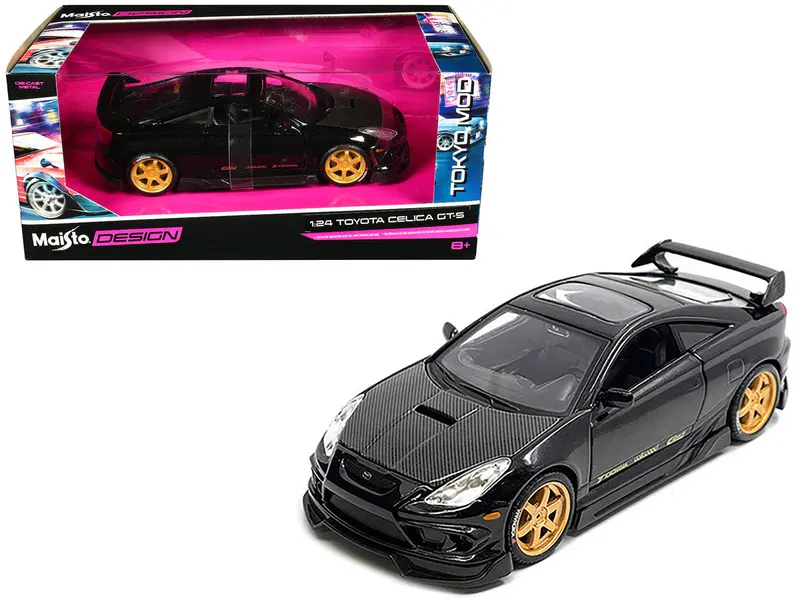 1:24 Toyota Celica Gt-S -- Black With Carbon Hood & Sunroof -- Maisto Design 1