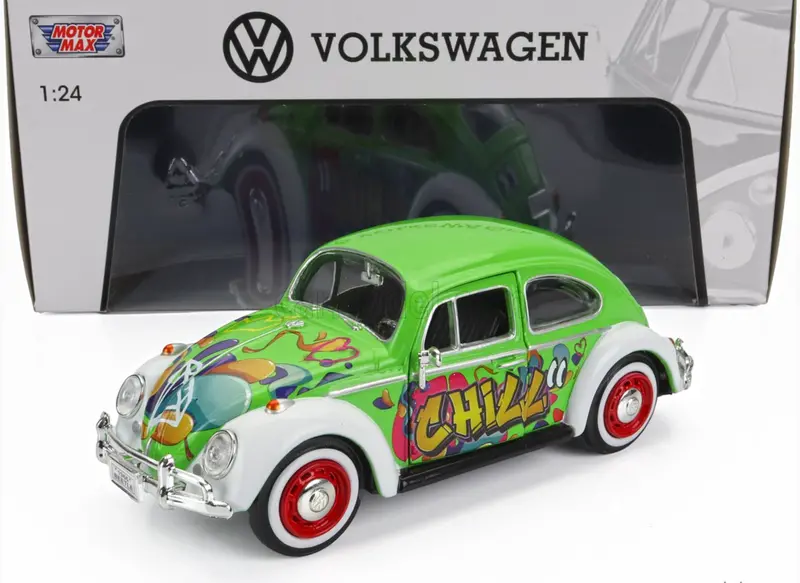 1:24 Volkswagen Beetle -- "Chill" Graffiti Green / White -- Motormax 1