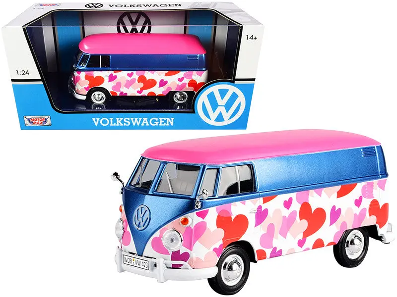 1:24 Volkswagen Type 2 (T1) Delivery Van --  "Love" Pink / Blue -- Motormax 1