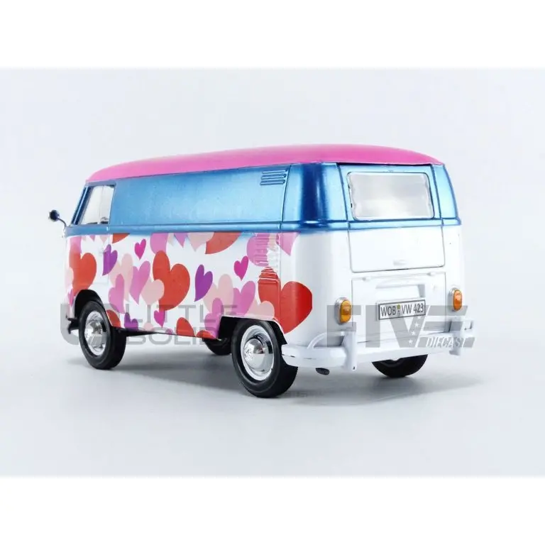 1:24 Volkswagen Type 2 (T1) Delivery Van -- "Love" Pink / Blue -- Motormax 2
