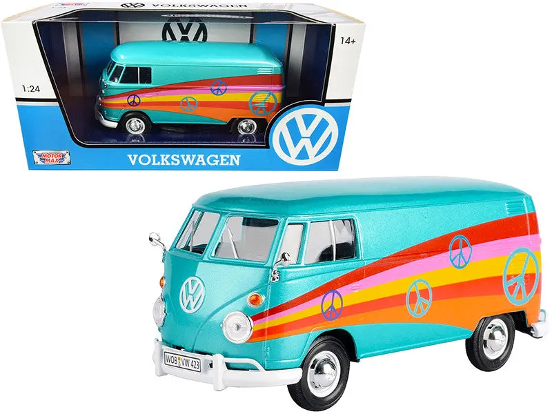 1:24 Volkswagen Type 2 (T1) Delivery Van --  "Peace" Turquoise -- Motormax 1