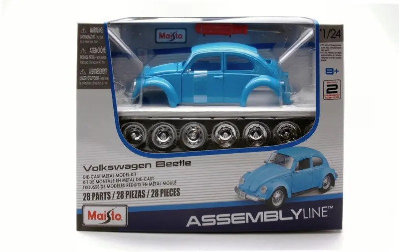 1:24 Volkswagen Vw Beetle -- Blue -- Maisto Assembly Line Kit 1