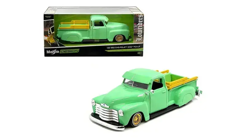 1:25 1950 Chevrolet 3100 Pickup -- Green W/Gold Wheels -- Maisto Design (1:24) 1