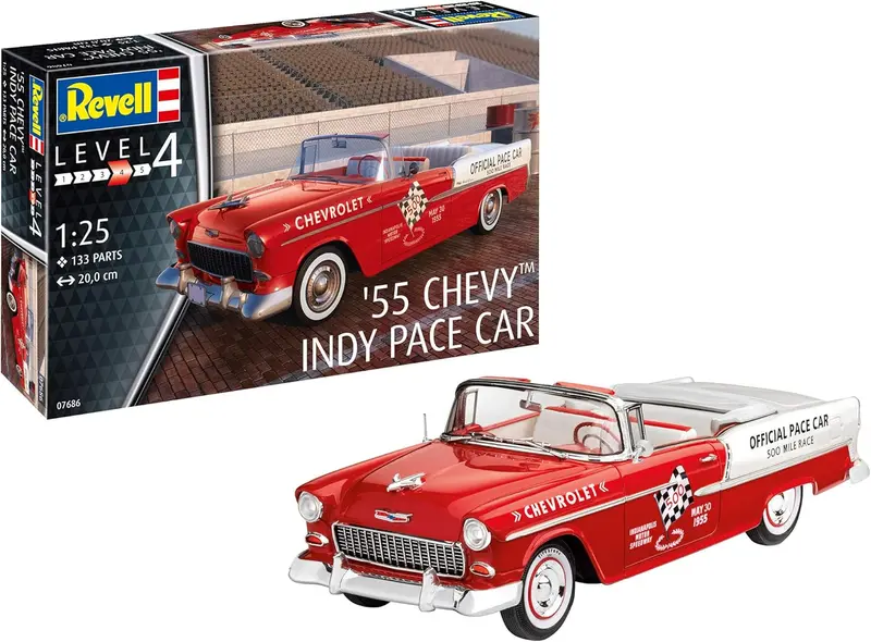1:25 1955 Chevrolet Bel Air - Indy Pace Car -- Plastic Kit -- Revell 07686 1