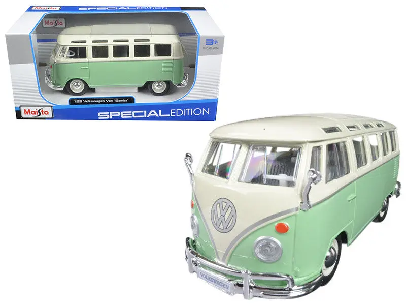 1:25 Volkswagen Kombi Van Samba Bus -- Green/Cream -- Maisto (1:24) 1