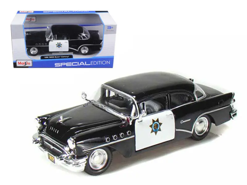 1:26 1955 Buick Century -- Police Car Black/White -- Maisto (1:24) 1