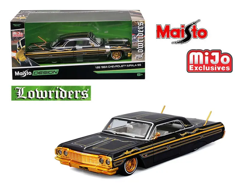 1:26 1964 Chevrolet Impala Ss Lowrider -- Black/Gold -- Maisto Design (1:24) 1