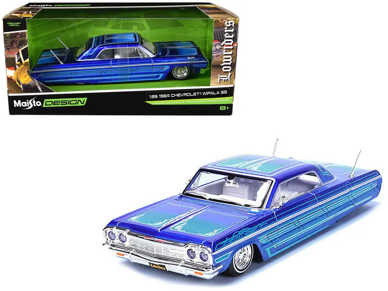 1:26 1964 Chevrolet Impala Ss Lowrider -- Blue Metallic -- Maisto Design (1:24) 1