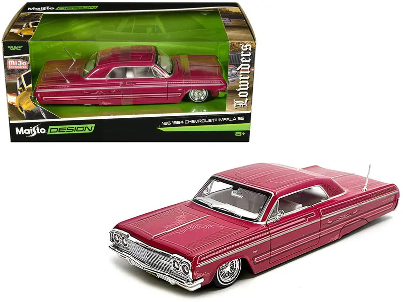 1:26 1964 Chevrolet Impala Ss Lowrider -- Pink Metallic -- Maisto Design (1:24) 1