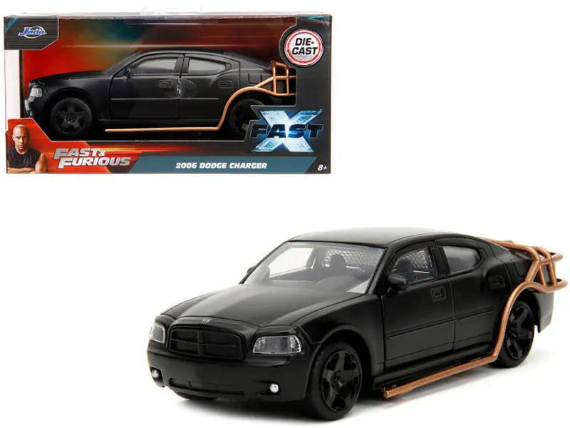 1:32 2006 Dodge Charger Heist Car -- Matt Black W/Cage -- Fast & Furious -- Jada 1