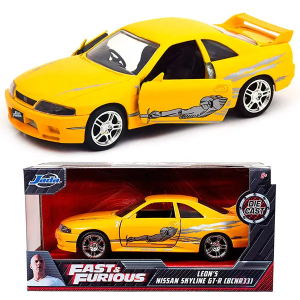 1:32 Leon's Nissan Skyline R33 Gtr -- Yellow -- Fast & Furious Jada 1