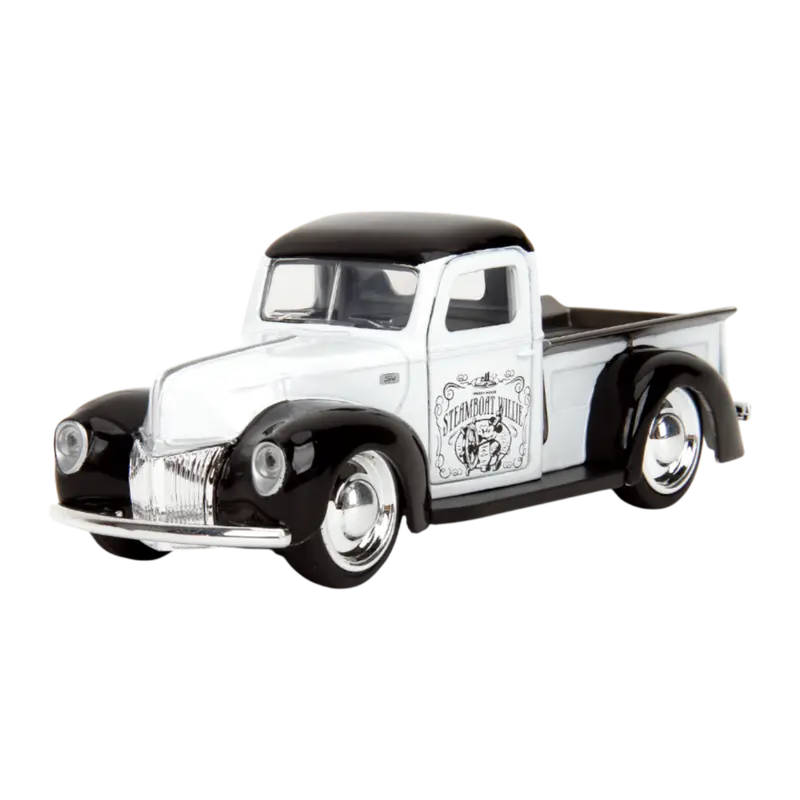 1:32 Steamboat Willie W/1941 Ford Pickup -- Disney Black/White -- Jada 1