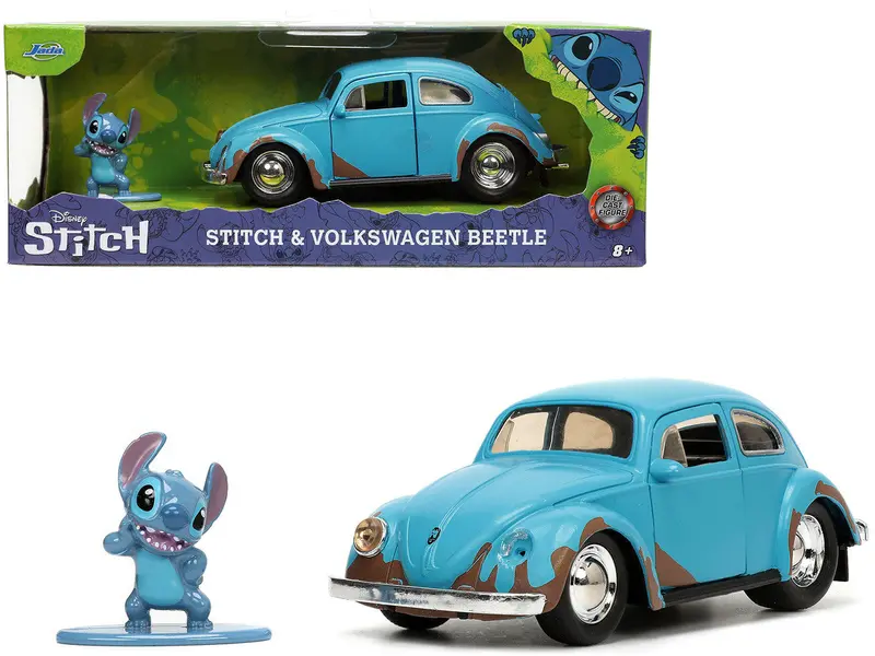 1:32 Stitch W/Volkswagen Beetle Matt Blue Weathered -- Lilo & Stitch -- Jada Vw 1
