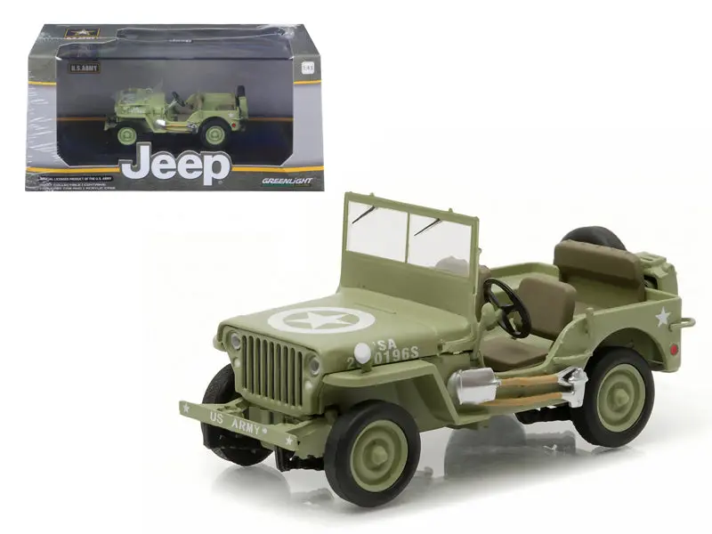 1:43 1944 Jeep C7 -- Army Green W/Star On Hood -- Greenlight 1