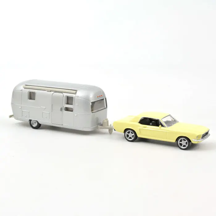 1:43 1968 Ford Mustang W/Airstream Caravan -- Meadowlark Yellow -- Norev 1