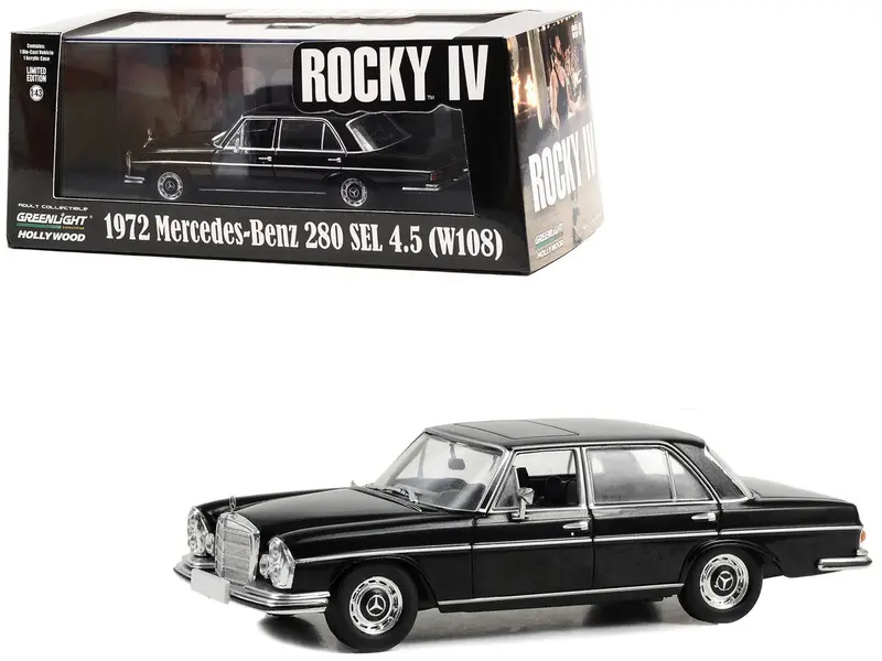 1:43 1972 Mercedes-Benz 280 Sel 4.5 (W108) -- Black - Rocky Iv (4) -- Greenlight 1