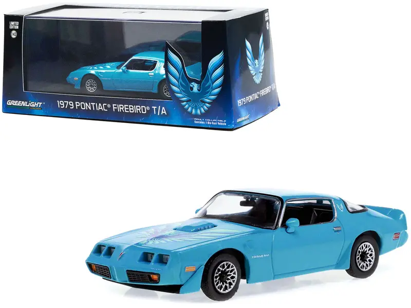 1:43 1979 Pontiac Firebird T/A Trans Am -- Atlantis Blue -- Greenlight 1
