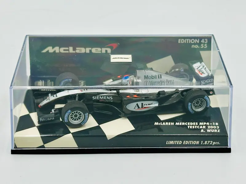 1:43 2003 Alex Wurz -- Test Car -- Mclaren Mercedes Mp4-18 -- Minichamps F1 1